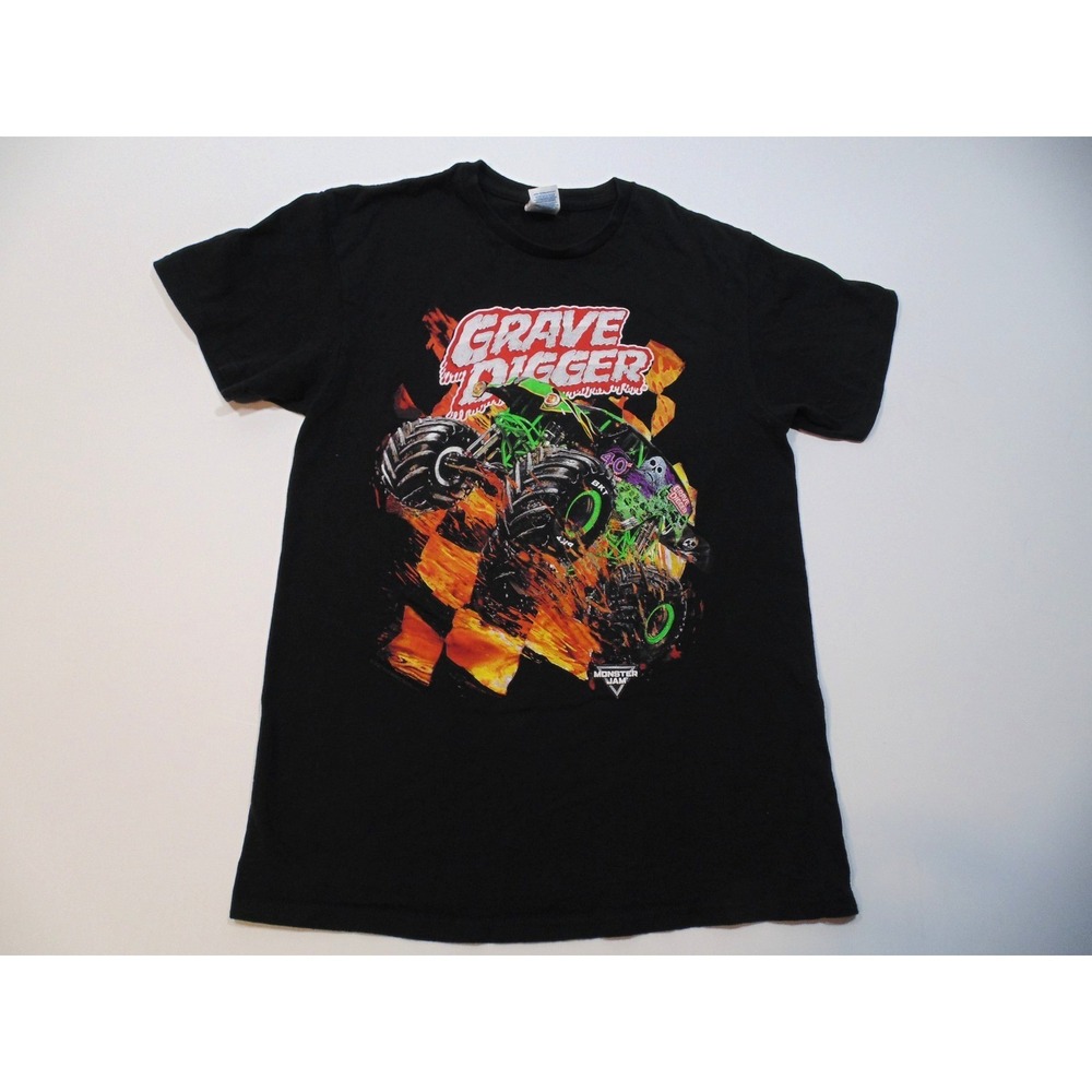 Delta Pro Weight T-Shirt Men's M Black Monster Jam Grave Digger Graphic Cotton